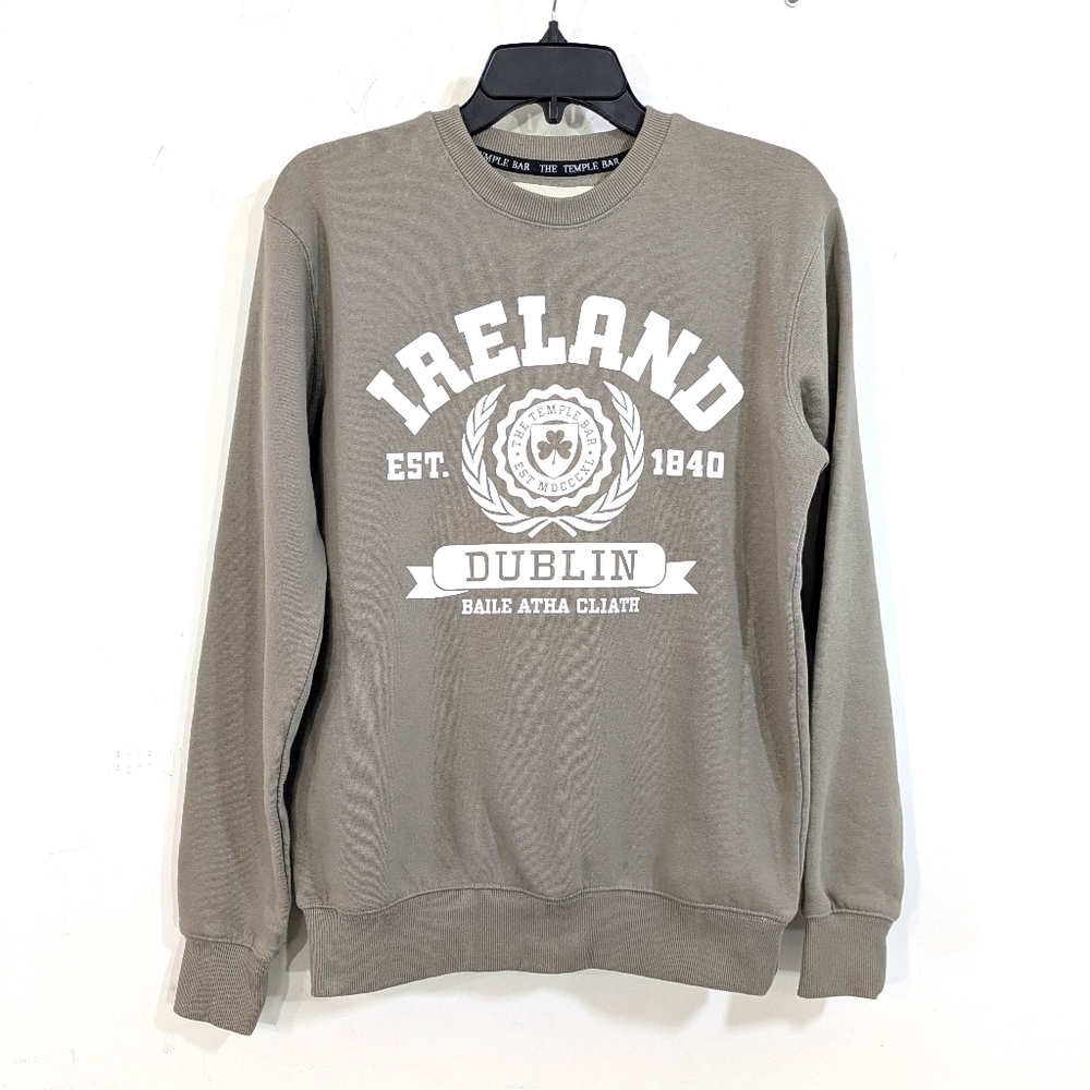 NEW Dublin Ireland The Temple Bar Hoodie Size - Small Mens Unisex Taupe Tan Gray